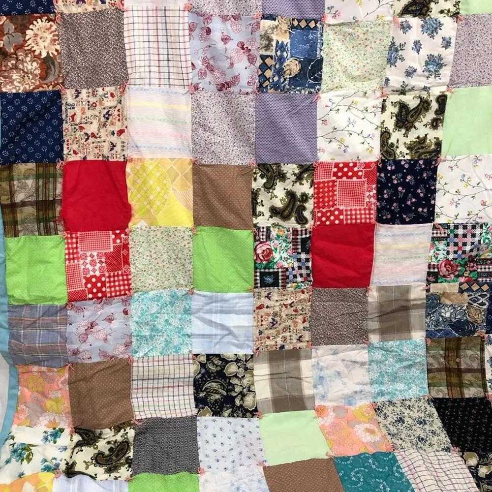 Vintage Handmade Multicolored Quilt